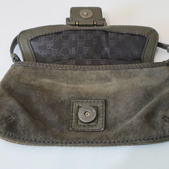 Banana Republic Olive Green Suede Leather Buckle Mini Satchel/Wristlet - Picture 6 of 7
